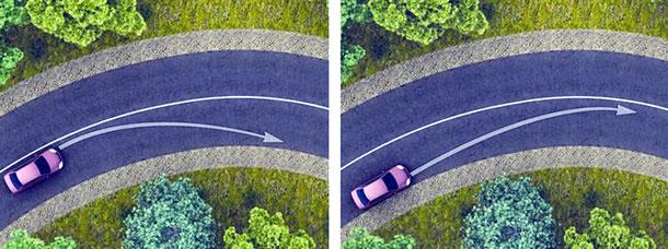 При повороте направо обеспечение безопасности движения достигается путем выполнения поворота по траектории, которая показана: